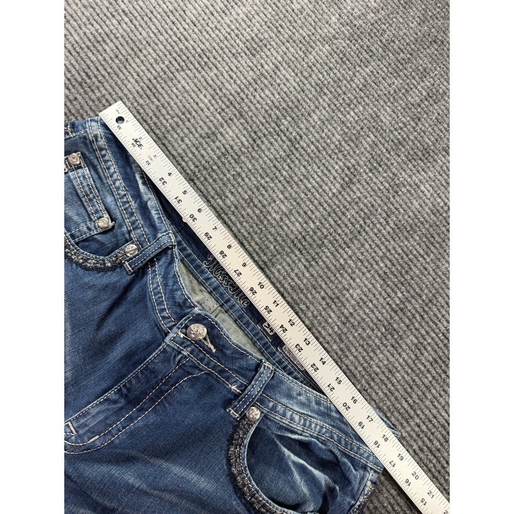 Miss Me Jeans Womens 34 Mid Wash Distressed Straight Leg Embroidered Flap Pocket - Picture 3 of 14